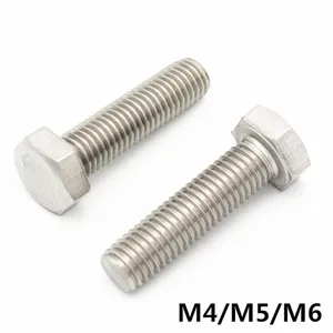 M4/M5/M6 Нержавеющая сталь гексагональной винты внешний болт DIN933 болты для электрической машины оборудования КОНСТРУКЦИЮ КОЛЕСА - изображение