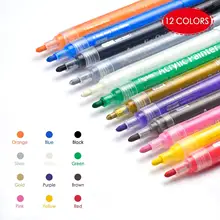 Акрил Краски маркеры, Перманентный маркер мозаичная модель комплект искусство маркеры для Бумага, холст,(12 Цветов) товары для рукоделия микрон кисти ручки