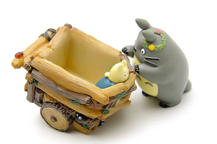 Creative Cartoon Cart Totoro Flowerpot Resin Japanese Miniature Figurines Gift Anime Figurine Ornaments Desktop Decor Home Decor