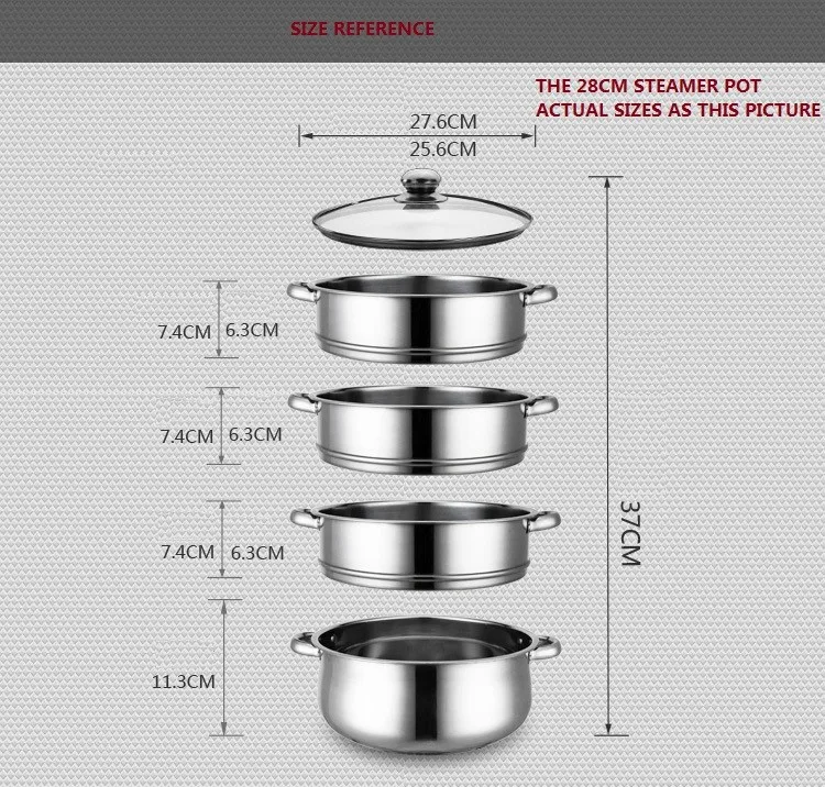 4 слоя 28 см Пароварка горшок INOX кастрюля для приготовления пищи мультяшная чашка из нержавеющей стали с отпаривателем нарисованная дно