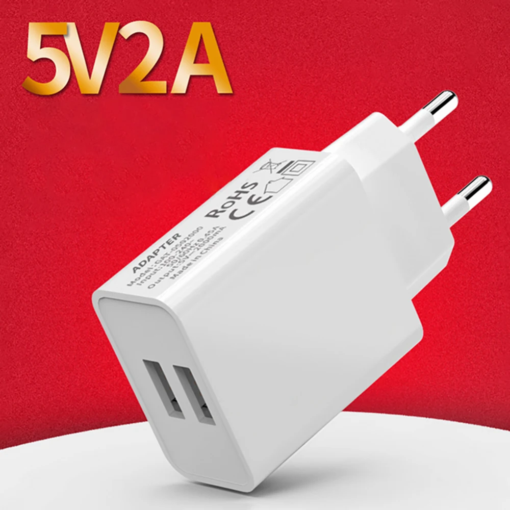 

5V 2A Dual USB Charger For iPhone X 8 7 Portable Mobile Phone Charger Fast Wall Charger EU Plug for Samsung Xiaomi Mi 8