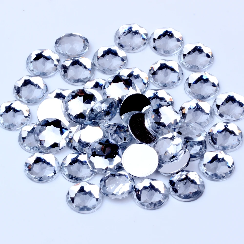 Acrylic Round Rhinestone Flatback Many Sizes Crystal Color Acrylic Beads Nail Art Rhinestone