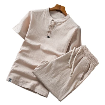 

Short-sleeved men two Piece Set Asia size S - 5XL Summer Fashion Casual Men tshirts and shorts 5-color selection