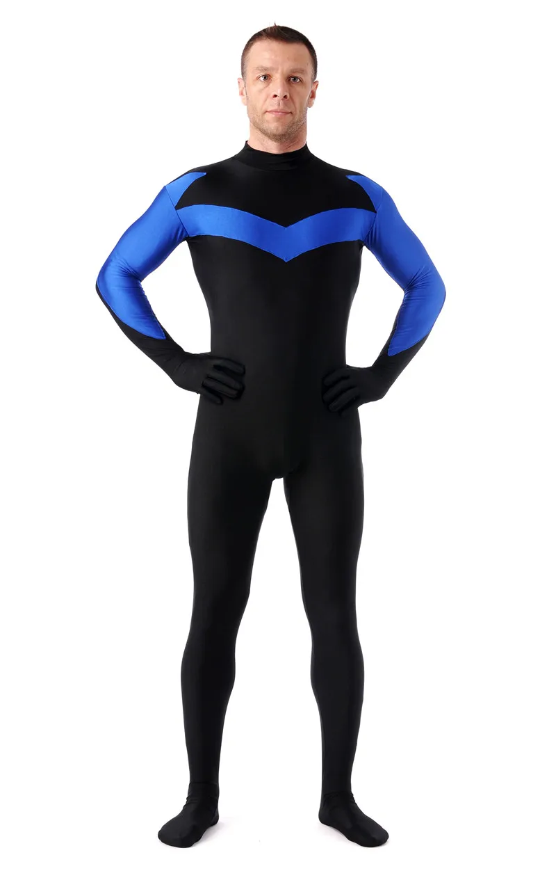 DC Comics Young Justice Nightwing Anime Cosplay Costume Lycra Spandex Zentai Catsuit Adults Mens Ze