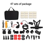 Cheap 47 Pcs Gopro Accessories Set Go Pro Kit Mount For Gopro Hero 4 3 2 1 Black Edition SJCAM SJ5000 Camera Case Xiaoyi Chest