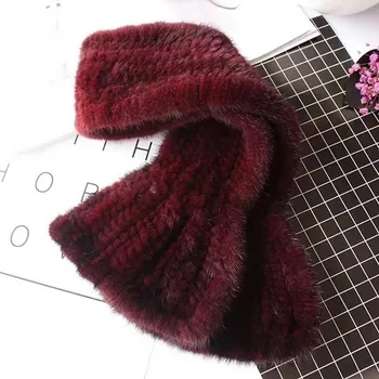 

FXFURS 2019 Women Knited Mink Fur Scarves Mufflers 100% Real Fur Wraps Korean Style Winter Warm Fur Scarves