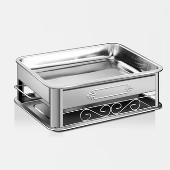 

Household rectangular stainless steel grill commercial roast fish plate charcoal alcohol grill WY5311553