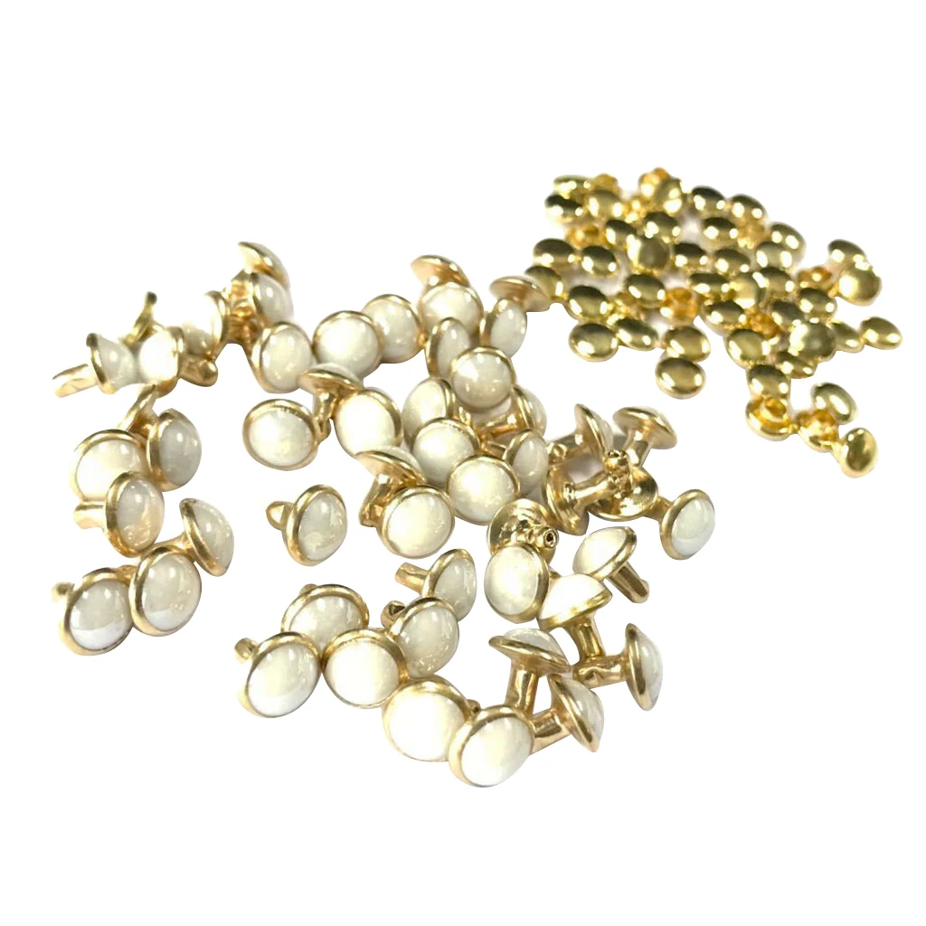 50 Sets Mushroom Dome Rivets Studs Buttons for Leather Belt Bag Shoes Leathercraft 7.5MM	