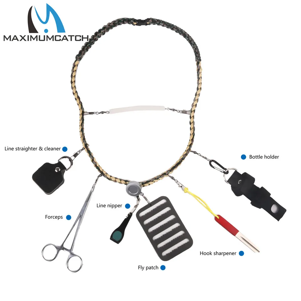 

Maximumcatch Fly Fishing Lanyard W/ Fishing Forceps Line Cleaner Nipper Patch Holder Tools Fishing accessories Combo.