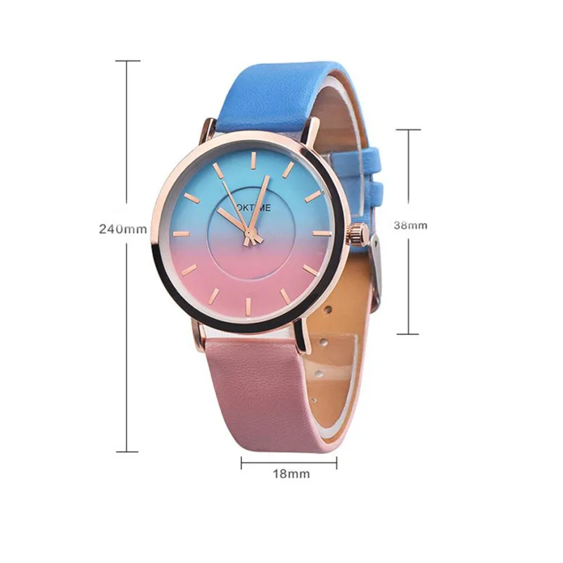 Новые часы "Радуга", женские брендовые модные часы, женские кожаные Аналоговые кварцевые наручные часы, Relojes Mujer# C