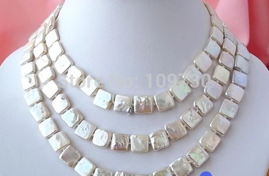 

Jewelr 003824 LONG 50" 12MM WHITE SQUARE FW CULTURED PEARL NECKLACE