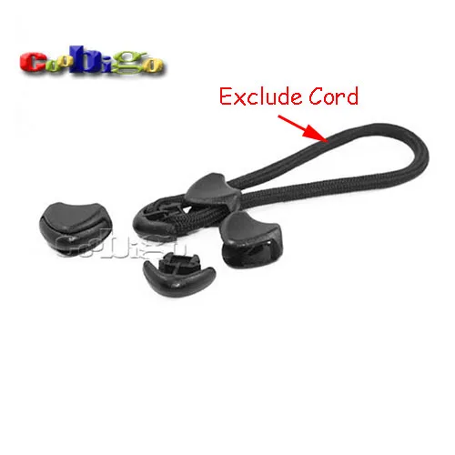 Plastic Black Zipper Pull Cord Ends Lock Stopper For Rope Paracord Apparel Bag Parts Accessories