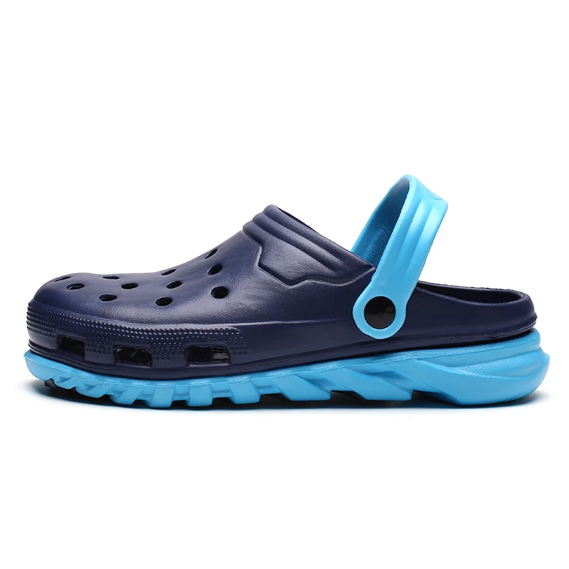 Мужские летние сандалии полые садовые Сабо мужские пляжные сандалии уличные водонепроницаемые мужские сандалии zapatillas hombre Sapato Masculino - Цвет: Синий