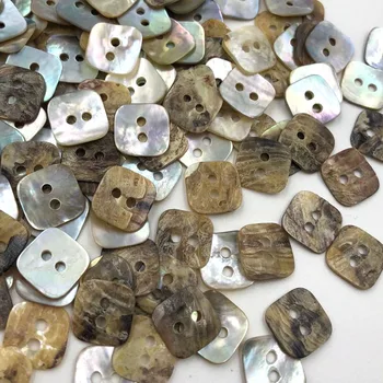 

100pcs 11mm Natural Shell Sewing Buttons Color Japan Mother of Pearl MOP Square Shell 2 Hole Button Sewing PH153
