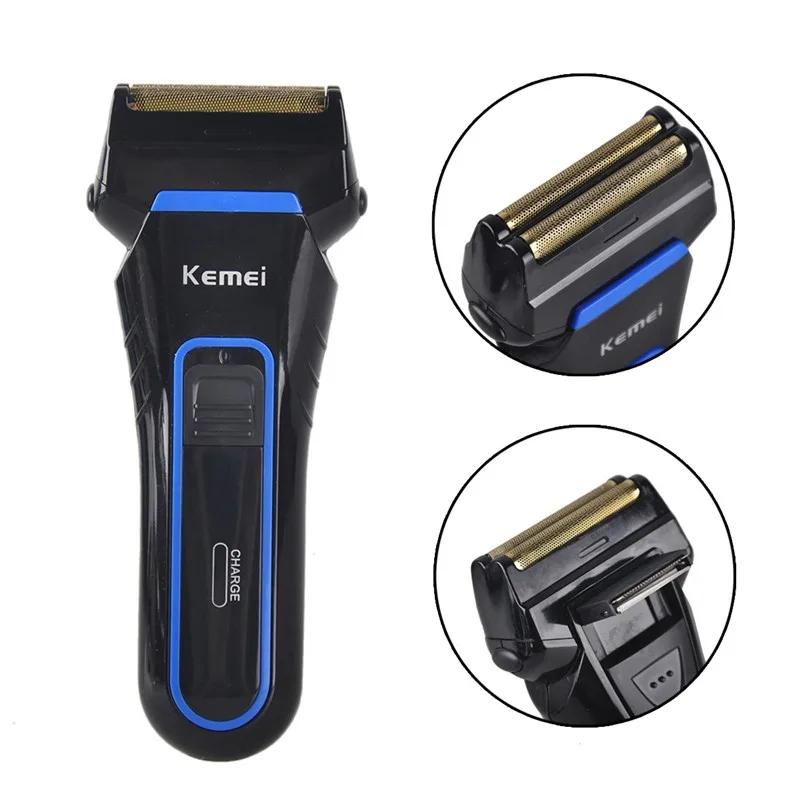 Kemei KM-, Мужская Беспроводная электробритва, бритва, триммер для бороды, перезаряжаемый, возвратно-поступательный, двойной грумер, для влажного и Сухого использования