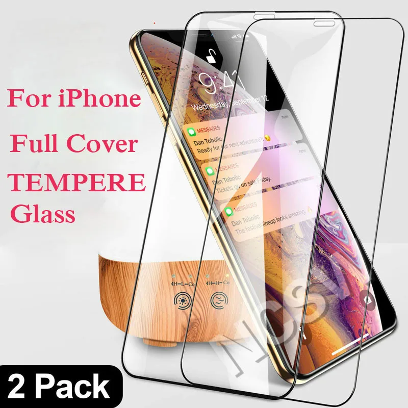 

2 Pcs For iPhone XS MAX XR X Screen Protector Glass iPhone 7 8 Plus Protective Glass on iPhone 5 5s 6 Tempered Glass Full Cover