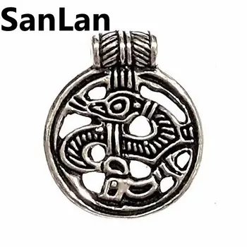 

12pcs new arrival men pendant antique Silver plated Viking charm man necklace jewelry SanLan