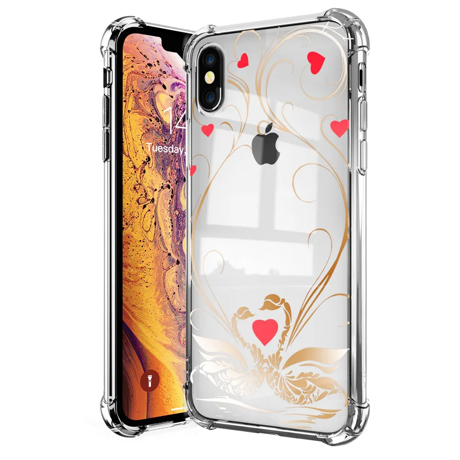 IQD чехол для iPhone X XS Max XR 7 8 6 6 S Plus Shell прозрачные чехлы с узором ультратонкий ТПУ бампер противоударный защитный чехол - Цвет: swan