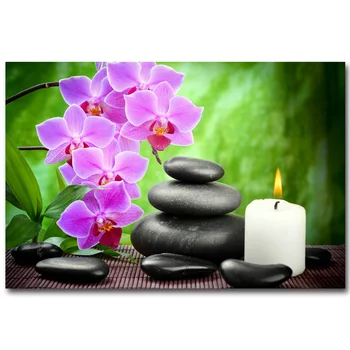 

NICOLESHENTING ZEN Stone and Bamboo Meditation Art Silk Poster Huge Print Buddha Picture Room Wall Decor 005