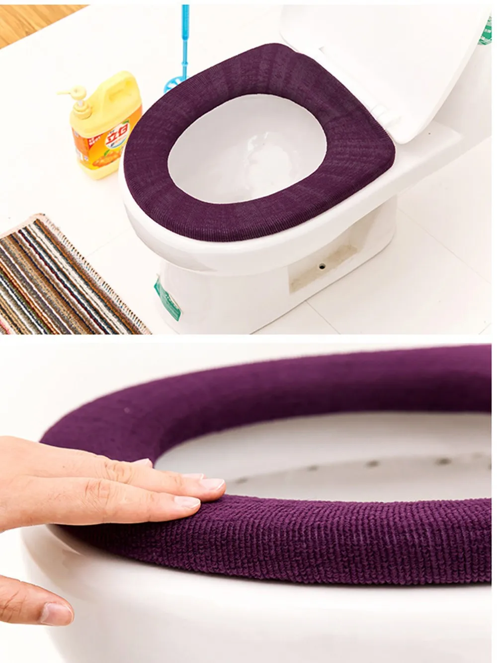 

Bathroom Toilet Seat Closestool Washable Soft Warmer Mat Cover Pad Cushion