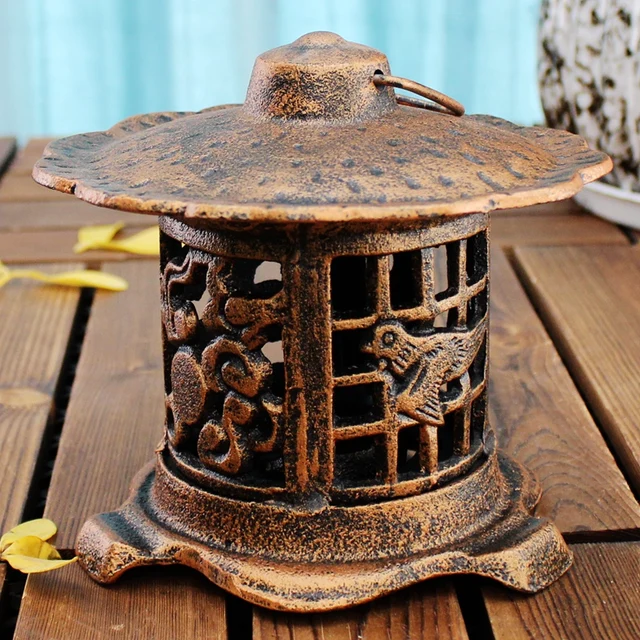 Cast Iron Hanging Lantern Antique Metal Candle Holder Home Outdoor