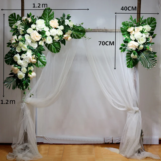 Simulation Hydrangea Rose Artificial Flower Row Outdoor Wedding Party Arch  Decoration Design Floral Hotel Background Decor
