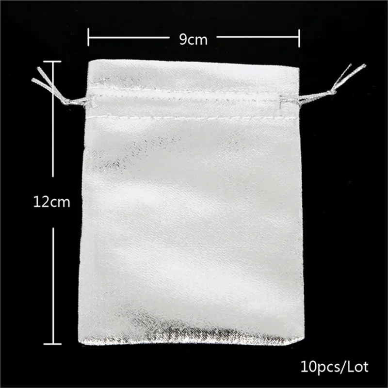 10 шт./лот серебро/золото Регулируемая упаковка ювелирных изделий бархатный мешок с кулиской Drawable органзы мешок Рождество Свадьба Подарочная сумка для украшений