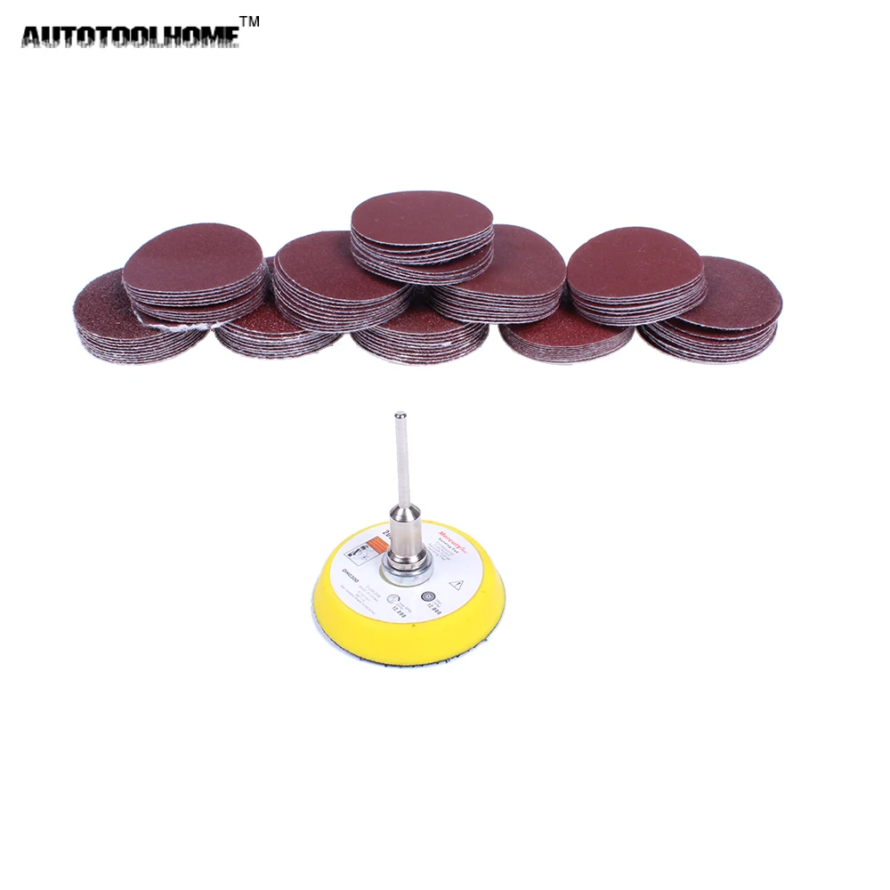 

AUTOTOOLHOME 100PC 50mm Sander Disc Sanding Disk 40-400 Grit Paper with 2 inch Abrasive Polish Pad Plate for Dremel 4000