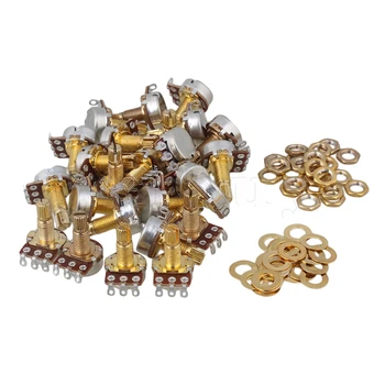 

Yibuy 50x Gold A250K Coil Tap Electric Guitar Bass Potentiometers 18mm Shaft