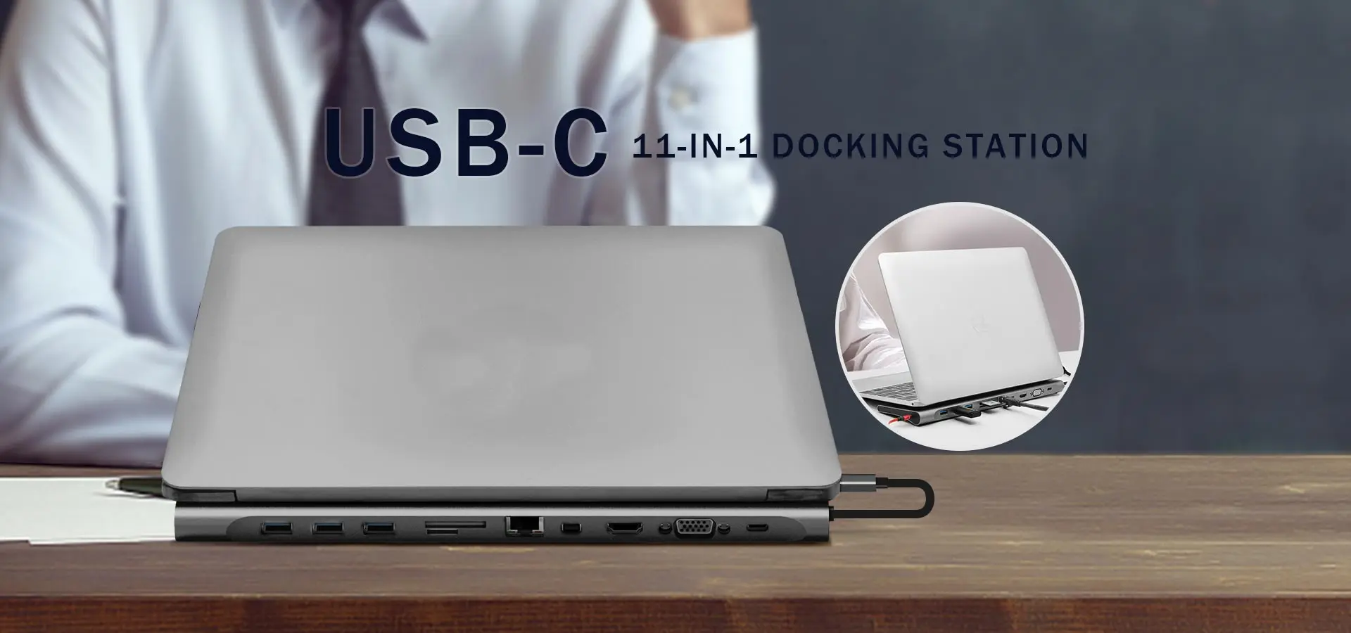 USB C док-станция для ноутбука Алюминиевый адаптер 11 в 1 для MacBook Pro/Air, ChromeBook Pixel, Yoga5 Pro, Dell XPS13/XPS15 и многое другое