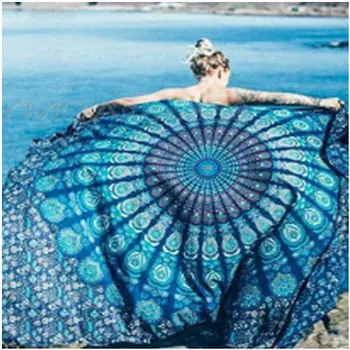

HOT GCZW-Vintage Bohemian Wall Hanging Tapestries Beach Printed Blanket Towels Sunscreen Shawls Bedspread Dorm Decor(blue)