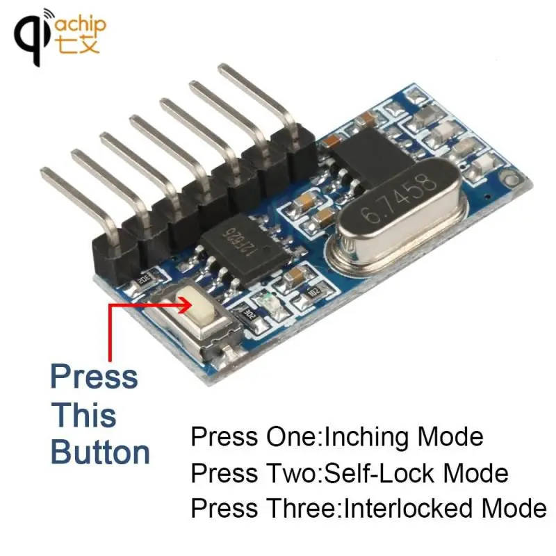 

QIACHIP 5pcs 433MHz Wireless RF Remote Control Switch 433 MHz Relay Receiver Module Encoding EV1527 Receive Module Z3