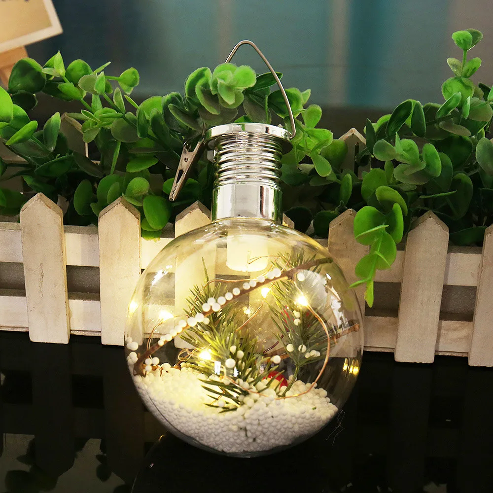 Solar Powered Christmas Copper Wire Suspension Bottle Decoration Light Outdoor Sun Copper Wire Spherical Bulb Suspension Lamp