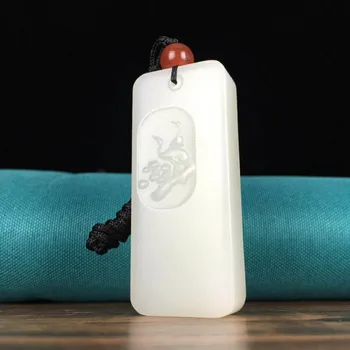 

J07#Hetian jade white jade pendant, jade oil run