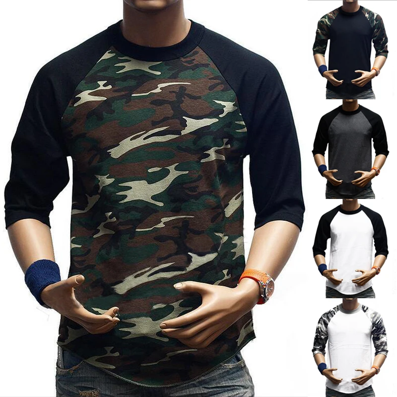 camo sleeve baseball tee