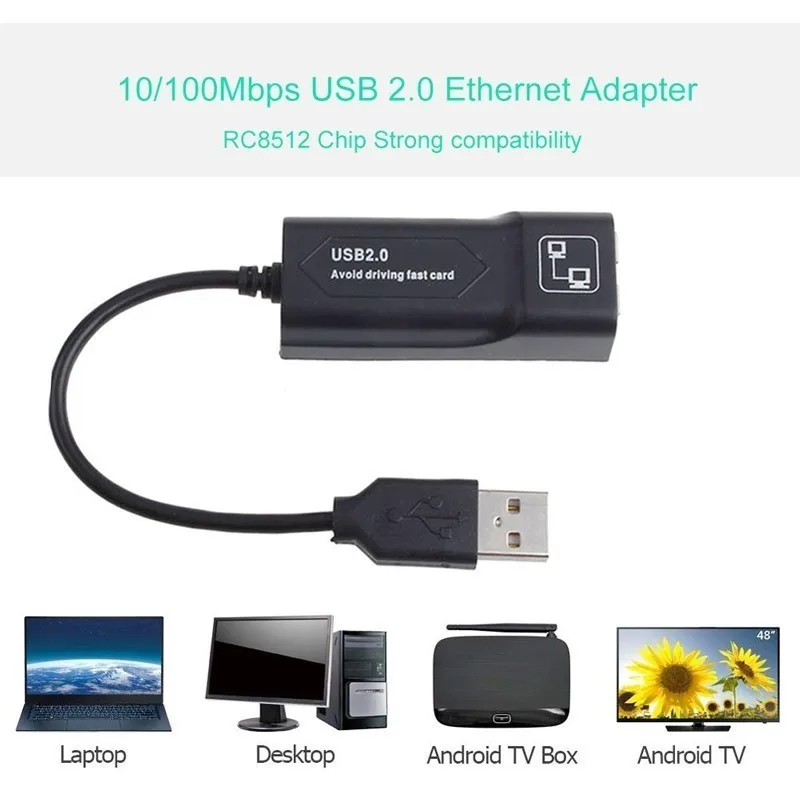 USB Ethernet адаптер USB 2,0 к RJ45 10/100 Мбит/с сетевая карта LAN USB сетевой адаптер Lan RJ45 карта для ПК ноутбука Win7 Andriod