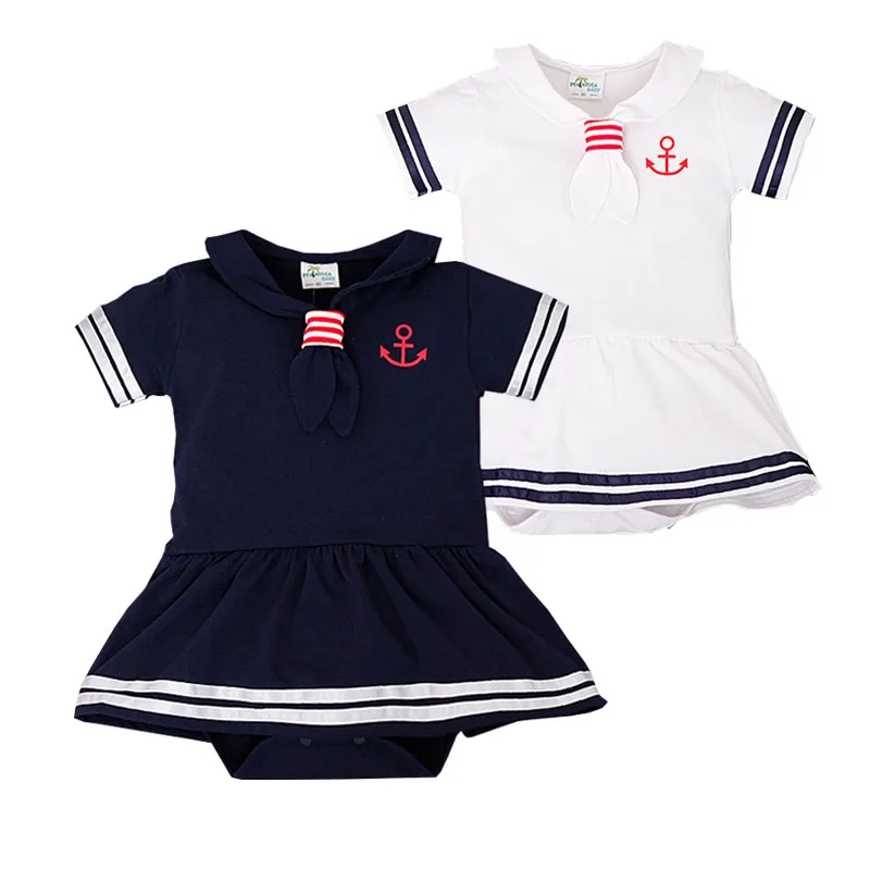 Baby Sailor Suit For Baby Girls Navy Style Newborn Sailor Rompers Short