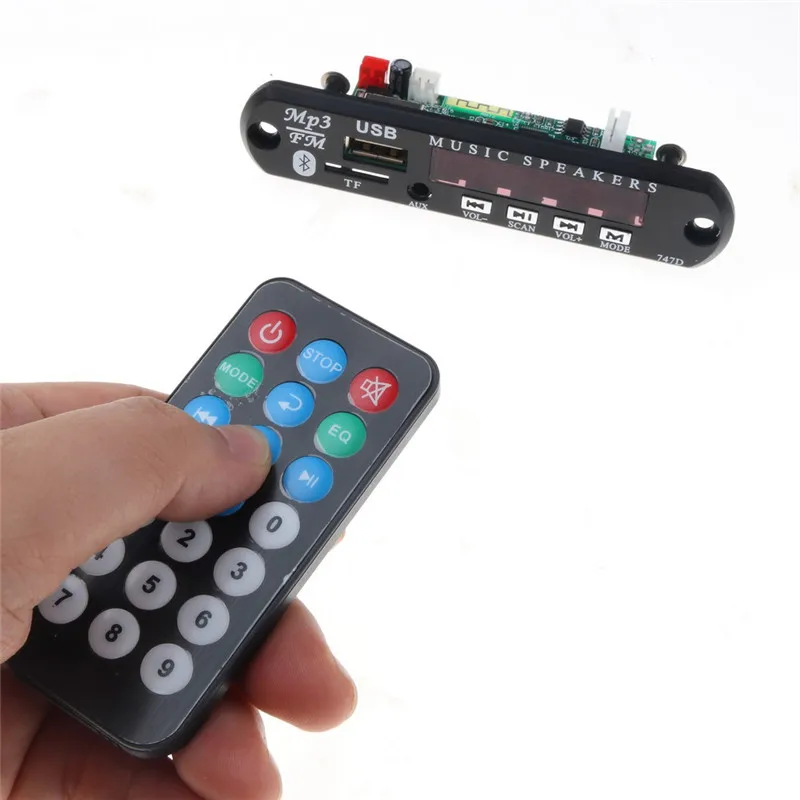 With Mic Handsfree Bluetooth MP3 Decoder Board Car FM Radio Module  Support FM TF USB AUX Audio Player Bluetooth car kit 12V7