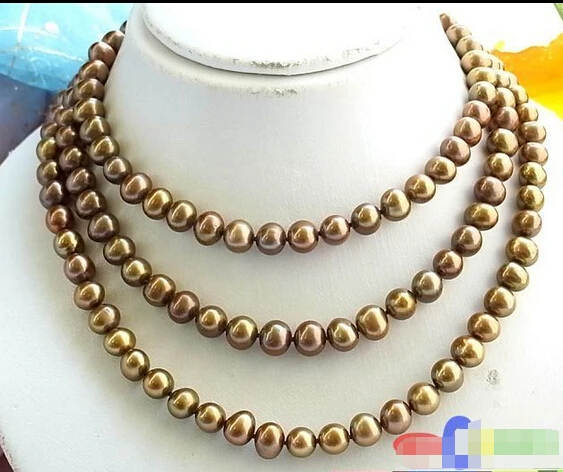 

Wholesale FREE SHIPPING >>> LONG 50" 9MM COFFEE ROUND FRESHWATER CULTURED PEARL NECKLACE p998