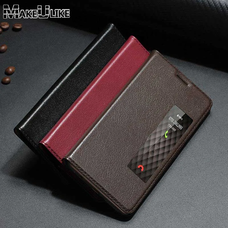 

Genuine Leather Case For Huawei Mate 9 Pro Luxury Window View Protective Cover For Mate 9Pro Flip Case With Magnetic