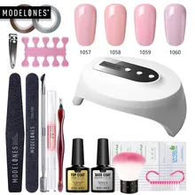Modelones, 19 шт./лот, Гель-лак для ногтей, 36 Вт, светодиодная лампа, набор для ногтей, сделай сам, дизайн ногтей, 4 цвета, Гель-лак, длительное покрытие, наборы