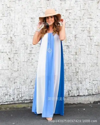 

Fashion Sleeveless Woman Dress 2019 Spring Summer Striped Spaghetti Strap Boho Maxi Dresses Loose Vestido