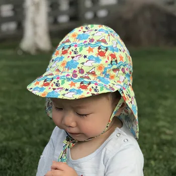 

Baby Hat Anti-UV Breathable Sun Protection Cap for Kid Neck Flap Cartoon Printed Baby Sun Hat