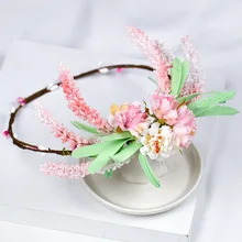 Простая модная Цветочная Гирлянда головной убор с цветами на день рождения