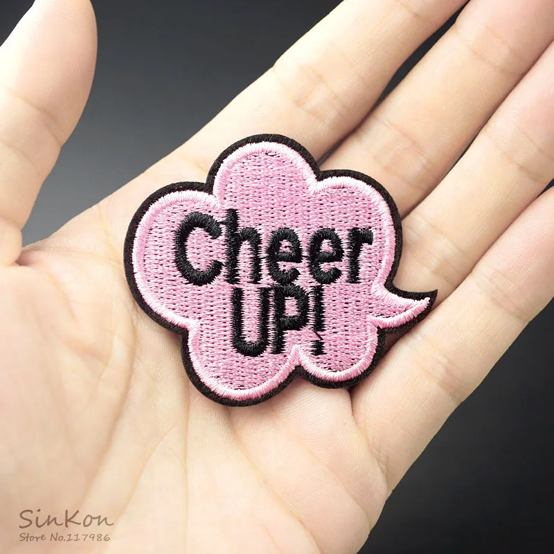 

Cheer UP Size:4.9x5.6cm DIY Patches Cloth Patch Embroidered Cute Badges Hippie Iron On Cartoon Patches For Clothes Sticker