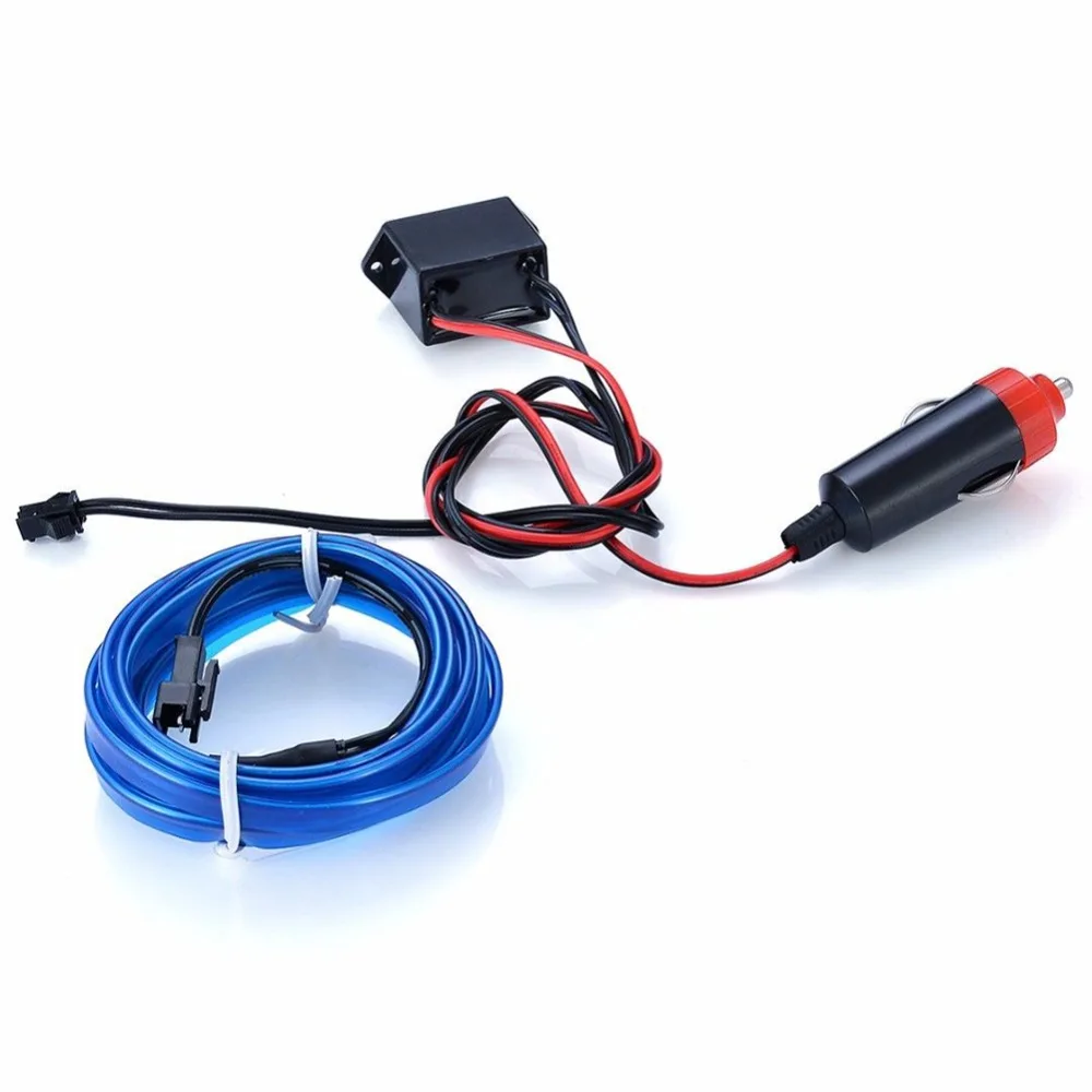 

2m Car Auto Interior LED Decorative Wire Strip Atmosphere Cold Light Blue Cigarette lighter socket Car accessories Universal New
