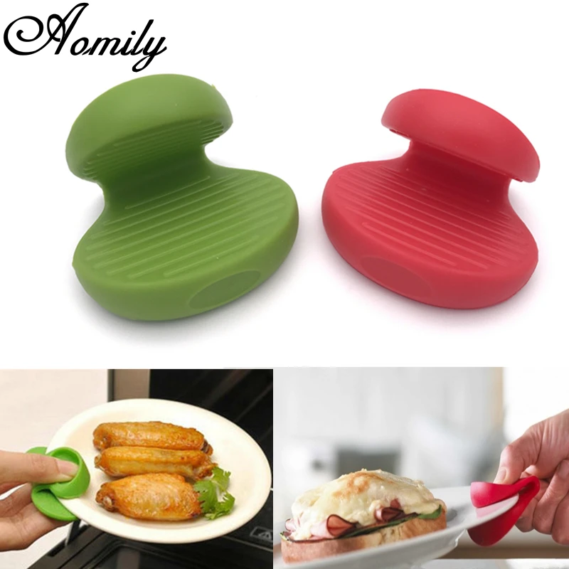 Aomily Food Grade 1 Piece Heat Resistant Microwave Cooking Tools Silicone Oven Mitt Cooking Pinch Grips Skid Silicone Pot Holder