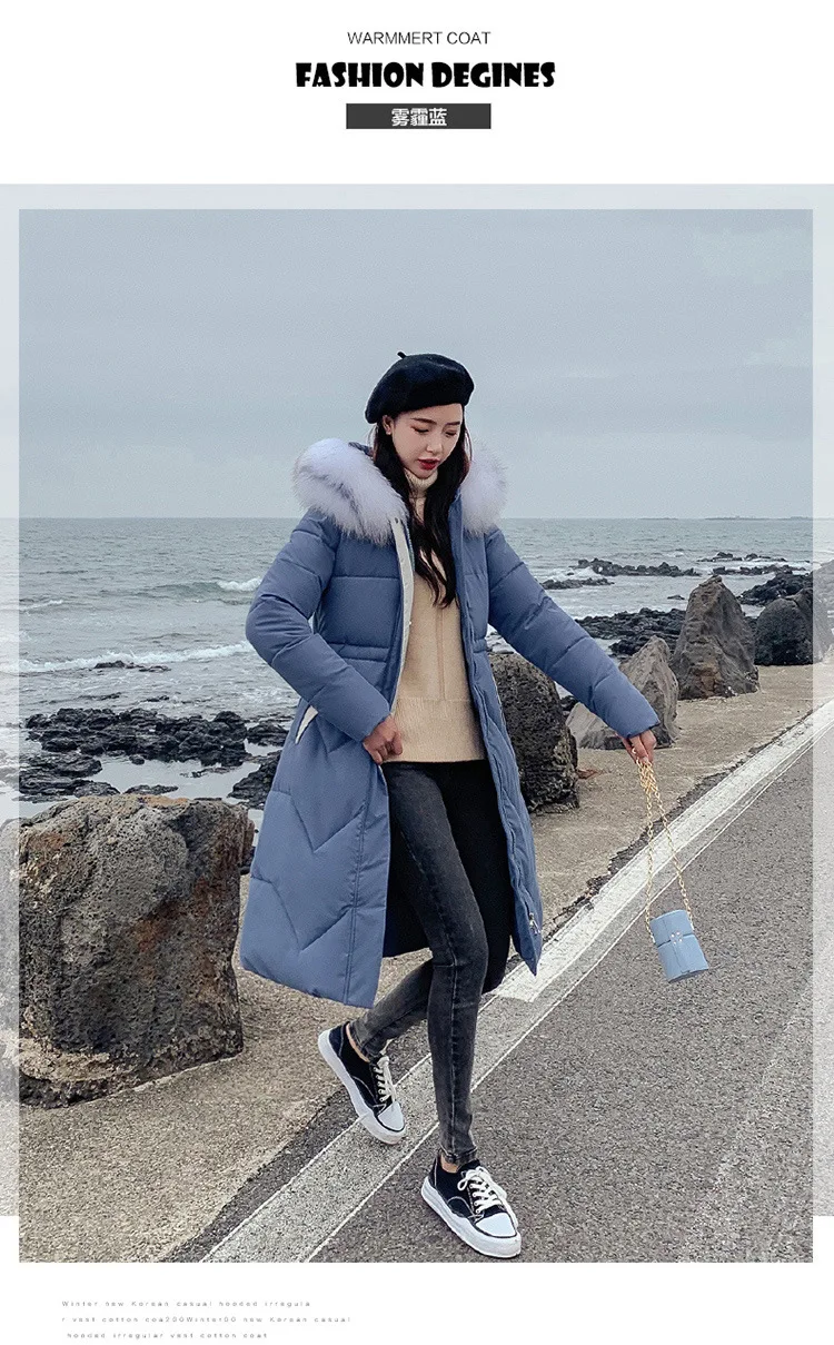 long Parka Down parka women Large collar down jacket medium length knee length jacket and thick jacket 922