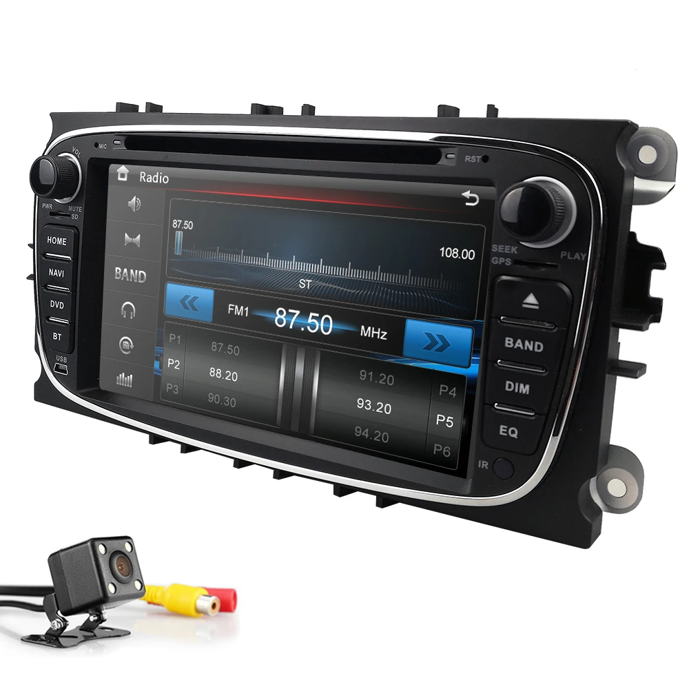 Perfect HIZPO Car DVD Player For Ford Focus 2 S-Max C-Max Mondeo 4 Galaxy Kuga 2008-2010 2 Din 7 inch GPS Mirror link RDS DAB+ Camera BT 4