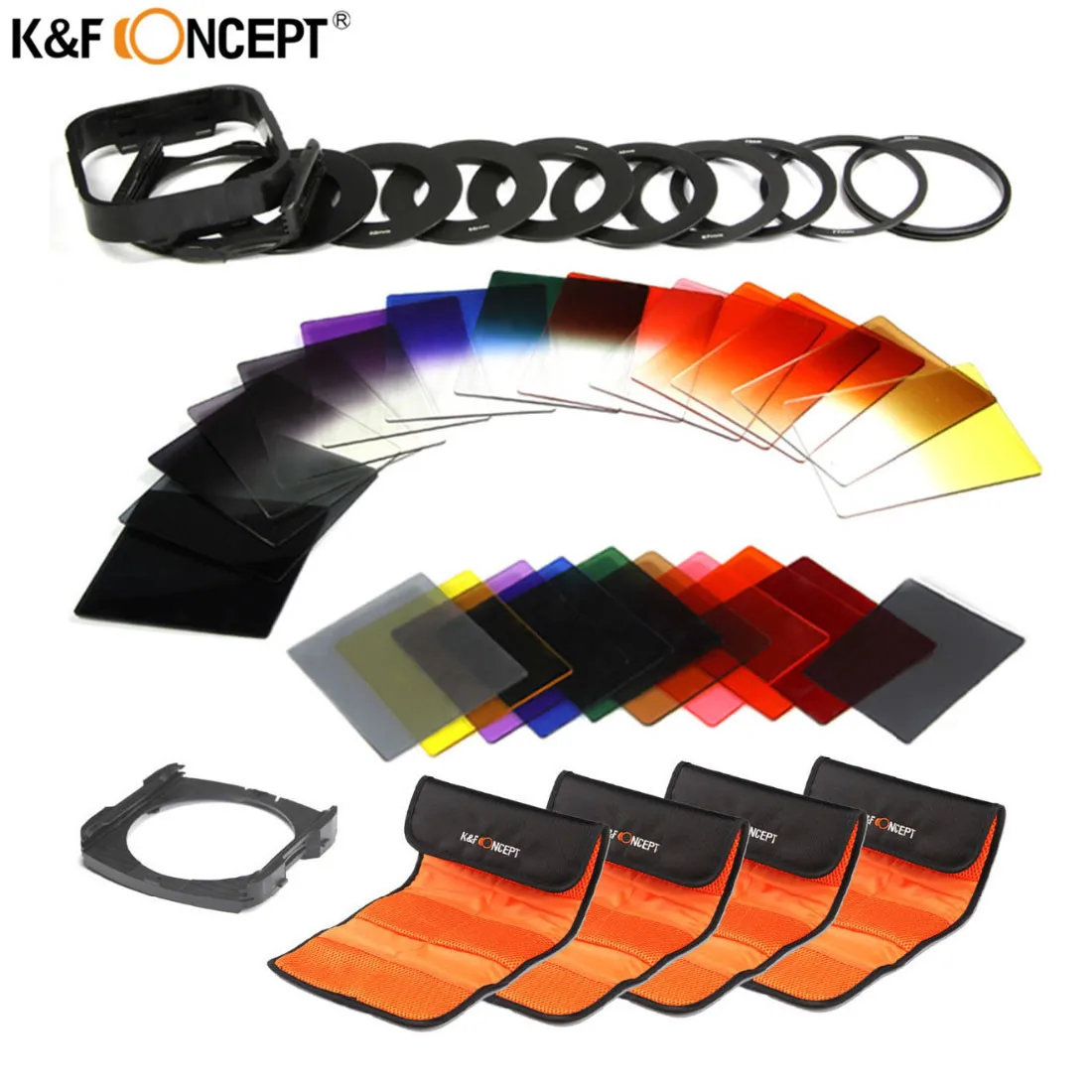 

NEW Square ND 2 4 8 16 +Color 13 Filters Set +9 Adapter Rings +2 Filter Holder+Hood